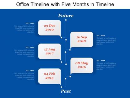 Office timeline with five months in timeline