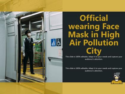 Official wearing face mask in high air pollution city