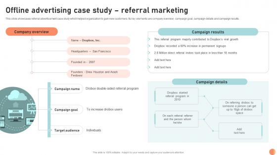 Offline Advertising Case Study Referral Broadcasting Strategy To Reach Target Audience Strategy SS V