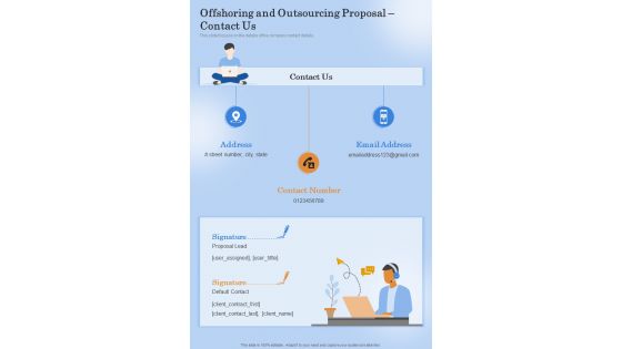 Offshoring And Outsourcing Proposal Contact Us One Pager Sample Example Document