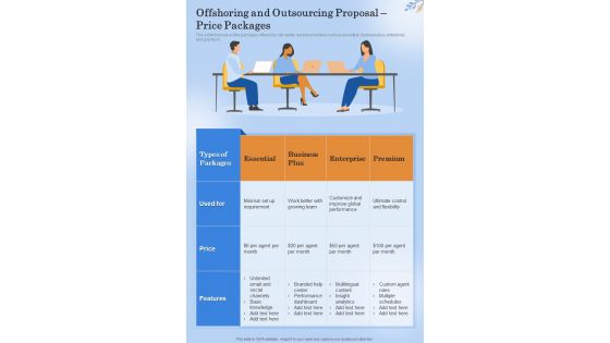 Offshoring And Outsourcing Proposal Price Packages One Pager Sample Example Document