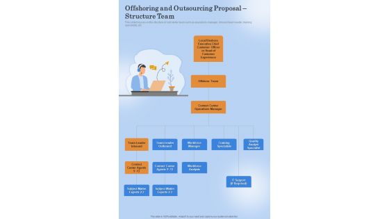 Offshoring And Outsourcing Proposal Structure Team One Pager Sample Example Document