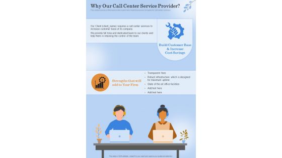 Offshoring And Outsourcing Why Our Call Center Service Provider One Pager Sample Example Document
