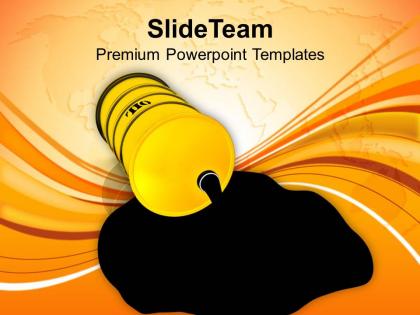 Oil spilled out of barrel industrial powerpoint templates ppt themes and graphics 0113