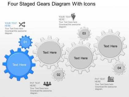 Oj four staged gears diagram with icons powerpoint template