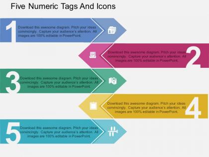 Ok five numeric tags and icons flat powerpoint design