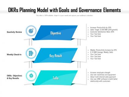 Okrs planning model with goals and governance elements