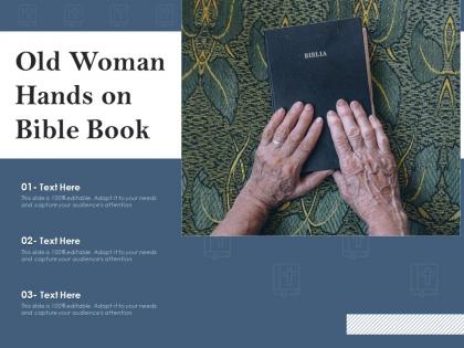 Old woman hands on bible book