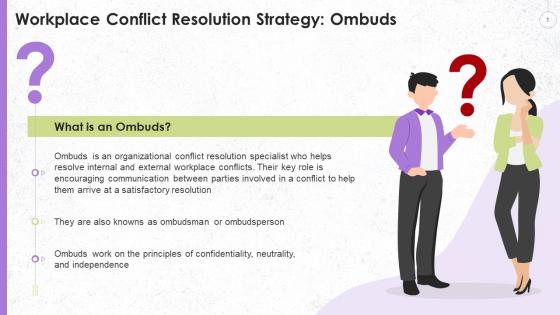 Ombuds Appointment As Strategy To Resolve Workplace Conflict Training Ppt