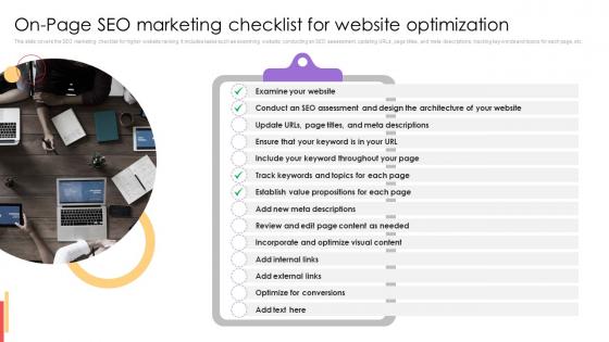 On Page SEO Marketing Checklist For Website Optimization New Customer Acquisition Strategies