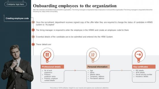 Onboarding Employees To The Organization HR Talent Acquisition Guide Handbook For Organization