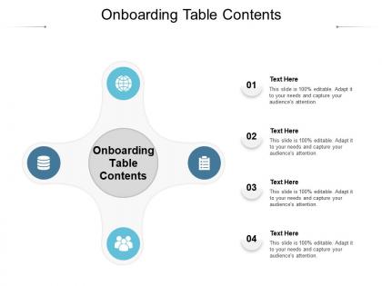 Onboarding table contents ppt powerpoint presentation layouts templates cpb