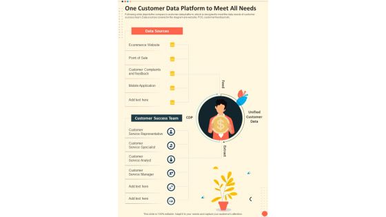 One Customer Data Platform To Meet All Needs One Pager Sample Example Document