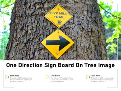 One direction sign board on tree image