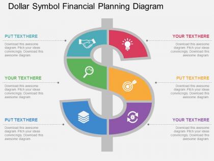 One dollar symbol financial planning diagram flat powerpoint design