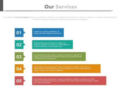 One five staged colored chart for our services flat powerpoint design