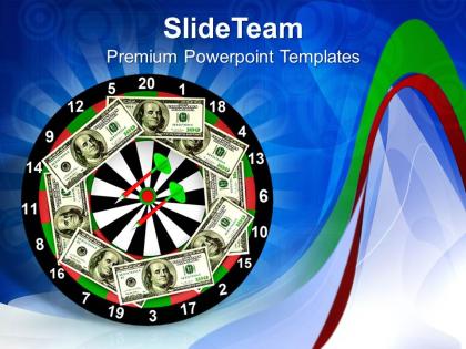 One hundred dollar bills on a dartboard powerpoint templates ppt themes and graphics 0213