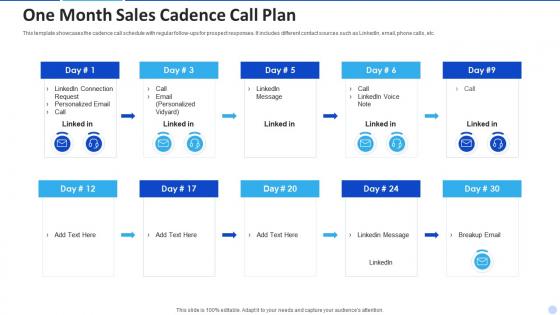 One month sales cadence call plan