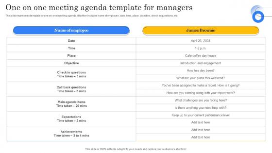 One On One Meeting Agenda Template For Managers