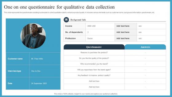 One On One Questionnaire For Qualitative Data Collection