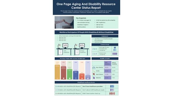 One Page Aging And Disability Resource Center Status Report Presentation Infographic Ppt Pdf Document
