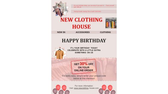 One Page Birthday For A Customer Newsletter Presentation Report Infographic PPT PDF Document