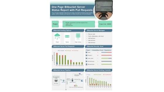 One Page Bitbucket Server Status Report With Pull Requests Presentation Infographic PPT PDF Document