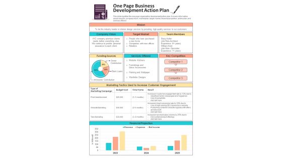 One Page Business Development Action Plan Presentation Report Infographic Ppt Pdf Document