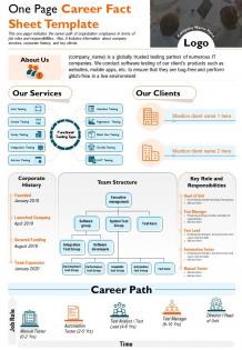 One page career fact sheet template presentation report infographic ppt pdf document