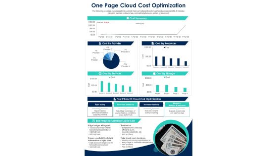 One Page Cloud Cost Optimization Presentation Report Infographic Ppt Pdf Document