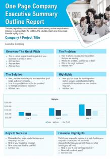 One page company executive summary outline report presentation report infographic ppt pdf document