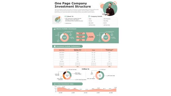 One Page Company Investment Structure Presentation Report Infographic PPT PDF Document