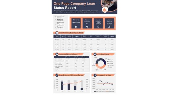 One Page Company Loan Status Report Presentation Infographic PPT PDF Document