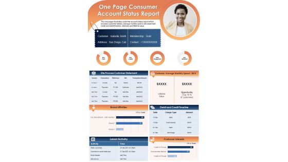 One Page Consumer Account Status Report Presentation Infographic PPT PDF Document