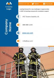 One page contact us page annual report for fire department firm infographic ppt pdf document