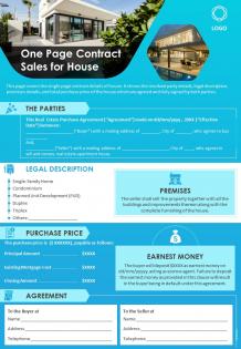 One page contract sales for house presentation report infographic ppt pdf document