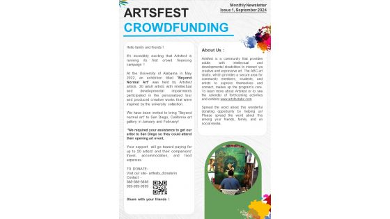 One Page Crowdfunding Newsletter Presentation Report Infographic Ppt Pdf Document