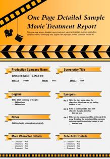 One page detailed sample movie treatment report presentation report infographic ppt pdf document