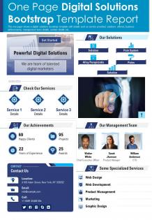 One page digital solutions bootstrap template report presentation report ppt pdf document