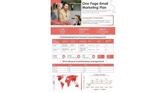 One Page Email Marketing Plan Presentation Report Infographic PPT PDF Document