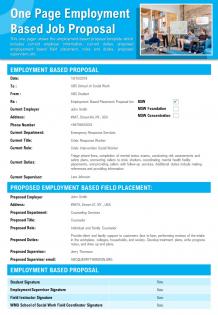 One page employment based job proposal presentation report infographic ppt pdf document