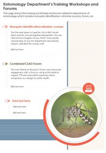 One page entomology departments training workshops and forums report infographic ppt pdf document