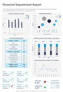 One page financial department report template 439 presentation report infographic ppt pdf document