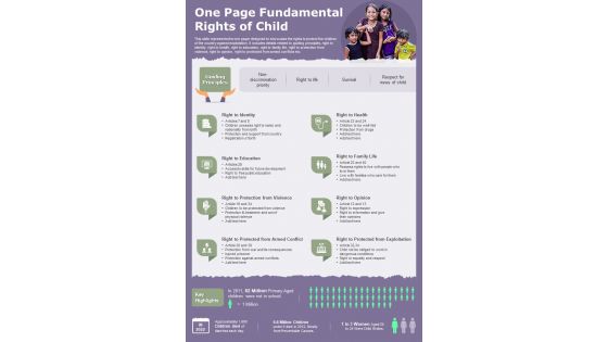 One Page Fundamental Rights Of Child Presentation Report Infographic Ppt Pdf Document