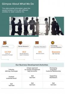 One page glimpse about what we do presentation report infographic ppt pdf document