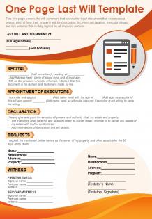 One page last will template presentation report infographic ppt pdf document