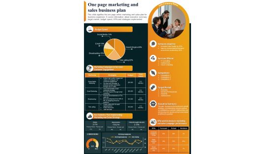 One Page Marketing And Sales Business Plan Presentation Report Infographic Ppt Pdf Document