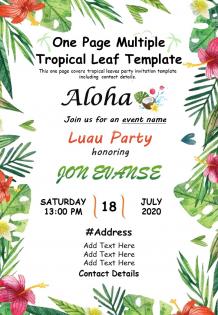 One page multiple tropical leaf template presentation report infographic ppt pdf document