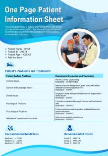 One page patient information sheet presentation report infographic ppt pdf document