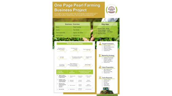 One Page Pearl Farming Business Project Presentation Report Infographic PPT PDF Document